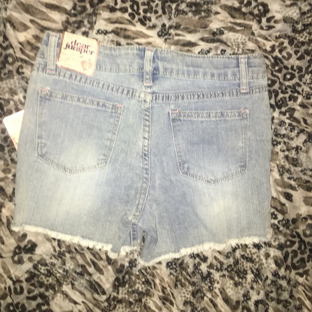Dear Jumper Y2k Light Blue Denim Shorts with Pink Floral Trim